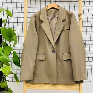Khaki Olive Oversized Blazer Chic Casual Jacket